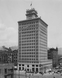 The Walker Bank building, built in 1912 and located in the heart of downtown. The bank struggled during the 1930s due to the Great Depression. Special Collections Department, J. Willard Marriott Library.